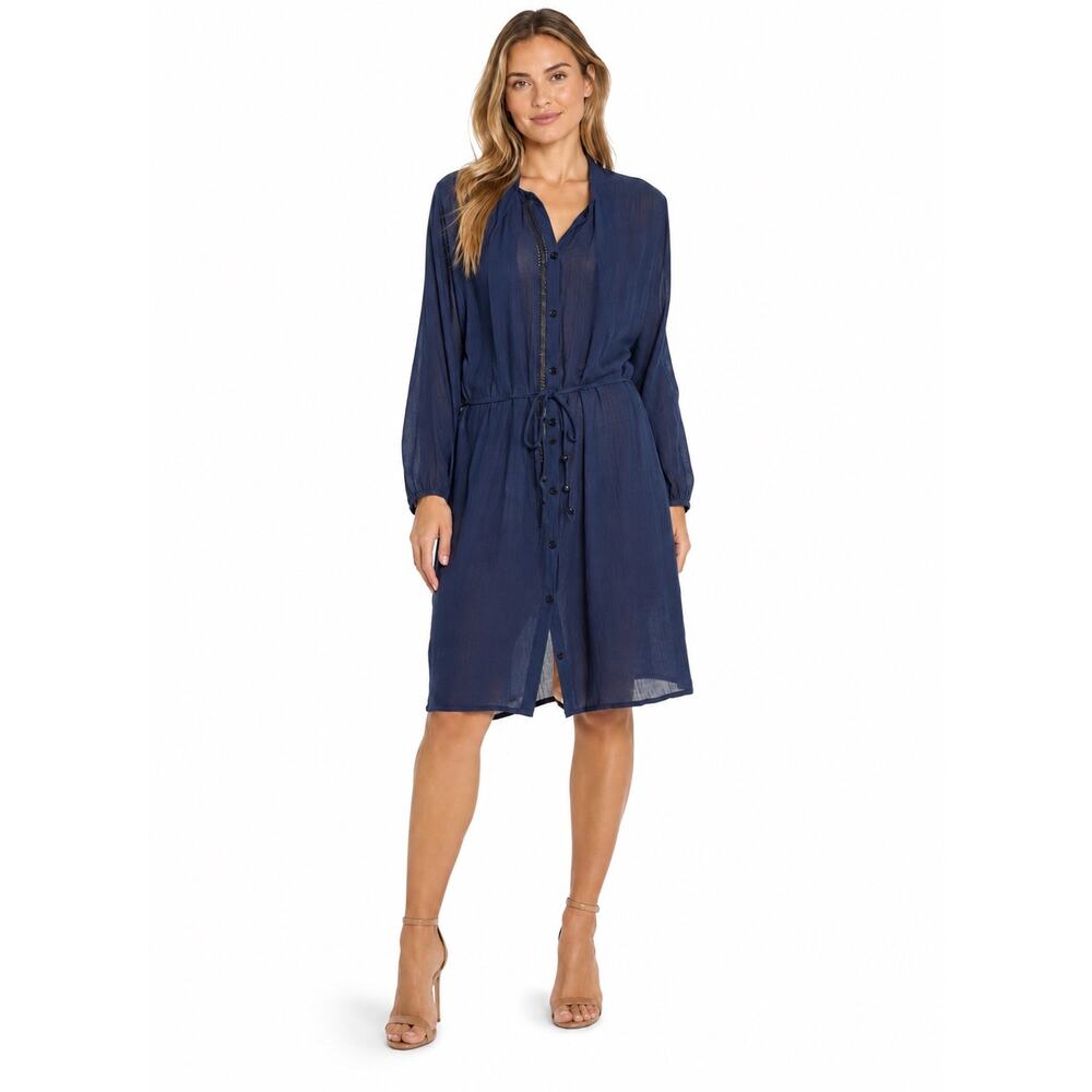 Forte_Forte Size 2 (Medium) Blue Gauzy Belted Cotton Dress